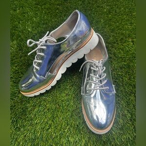 Silver Lace-Up Women's Shoes